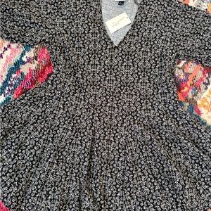 Universal Thread Black Dress with White Floral Print